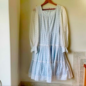 Vintage prairie EYELET dress fully lined Size S
